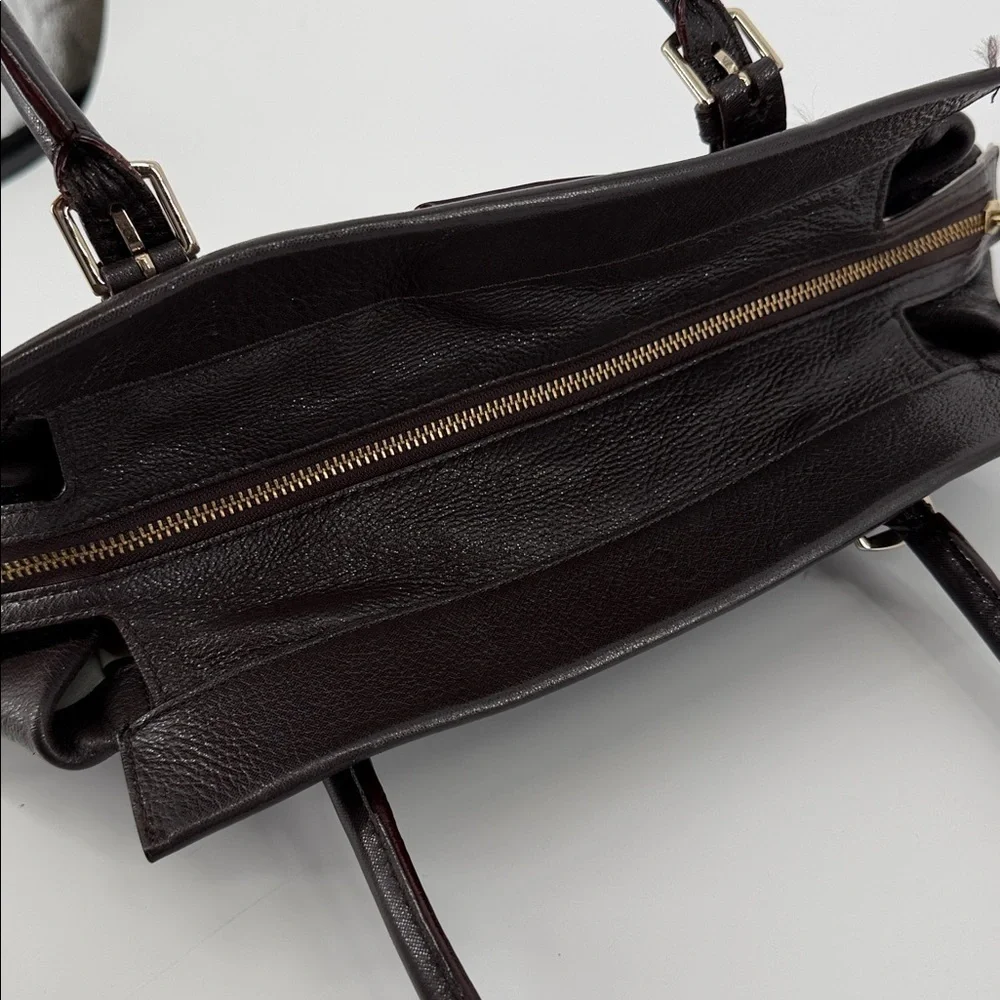 KATE SPADE Dark Chocolate Brown Pebble Leather Shimmer Shoulder Bag